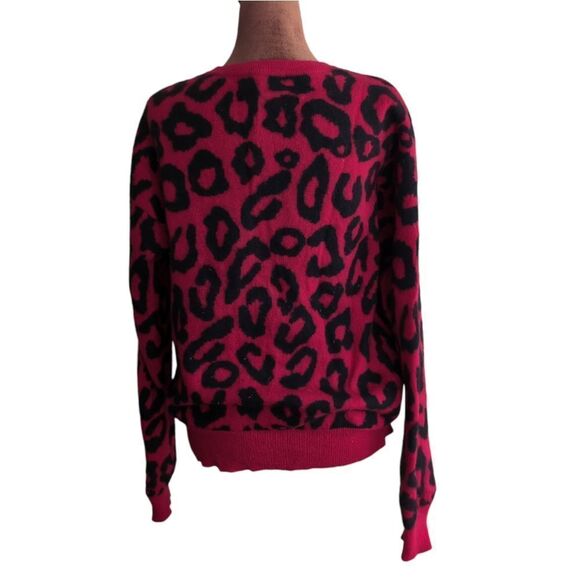 MARLED 💯 cashmere red leopard sweater size M - Picture 7 of 9